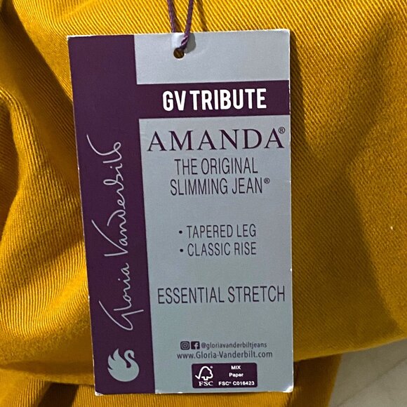 Gloria Vanderbilt AMANDA Slimming Womens Jeans 20W Average Mustard Brown Fall GV - Picture 7 of 8